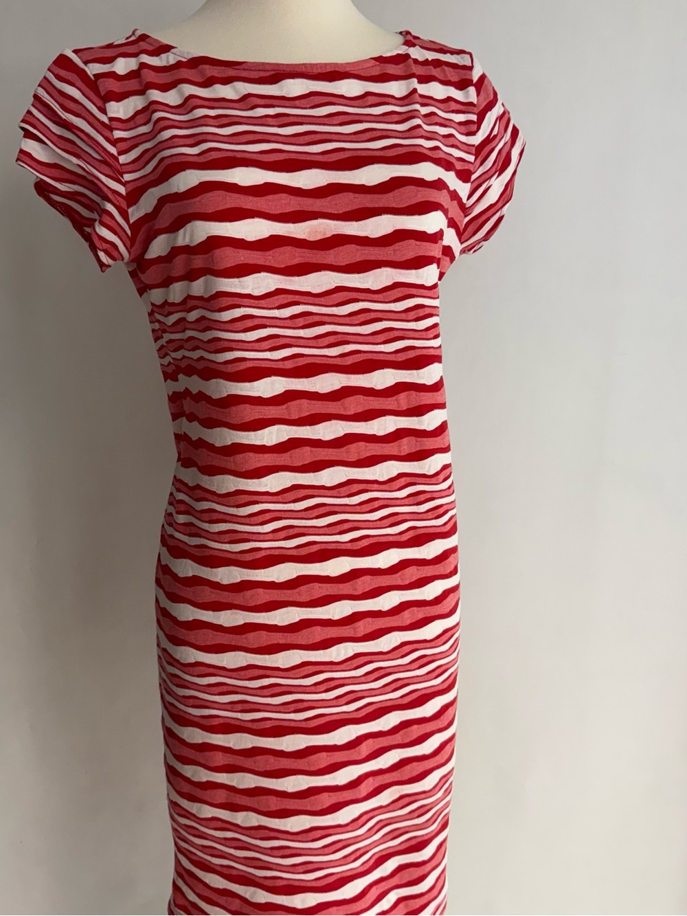 SHARAGANO Striped Midi Shift Dress NWOT